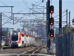 Approaching Caltrain in the distance-I used a telephoto lens for this picture